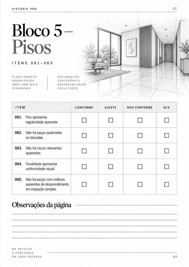 Página real do checklist Vistoria PRO