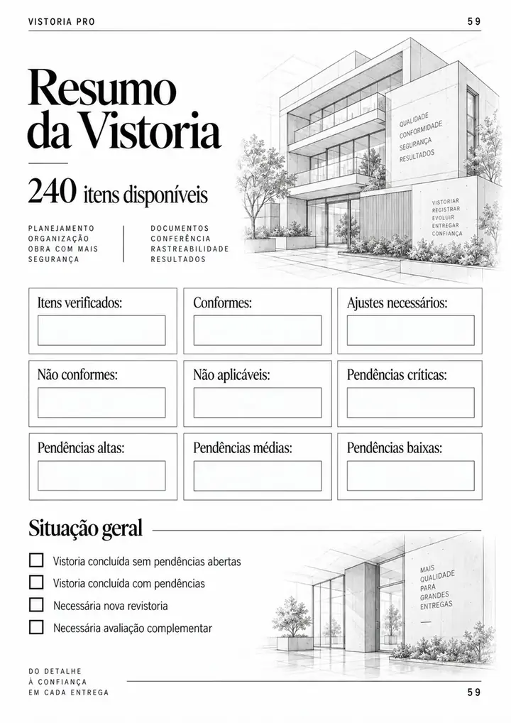 Resumo ou encerramento do Vistoria PRO